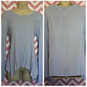 *Anthropologie Blue Raw Edge Top Size XS
